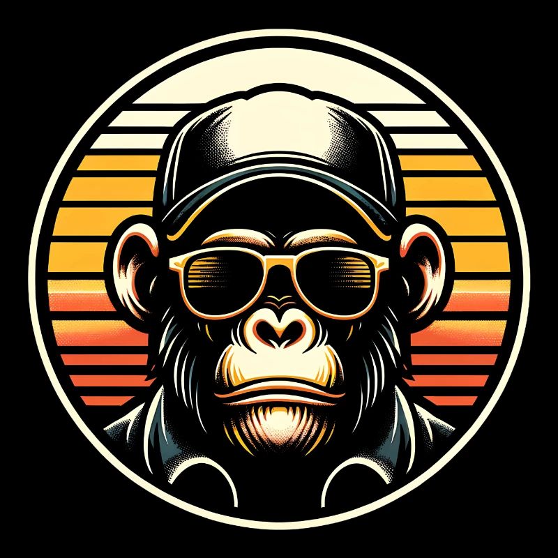 Cooler Schimpanse mit Sonnenbrille und Basecap