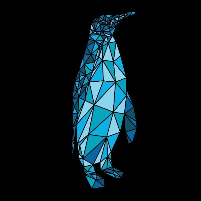 Penguin polygon mosaic - emperor penguin blue