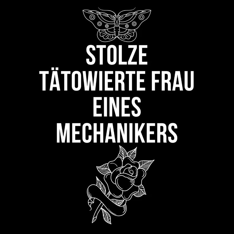 Stolze tätowierte Frau eines Mechanikers