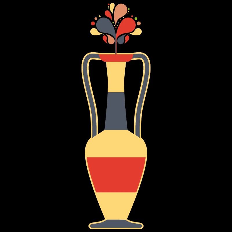 Vase à fleurs avec des fleurs abstraites, style rétro
