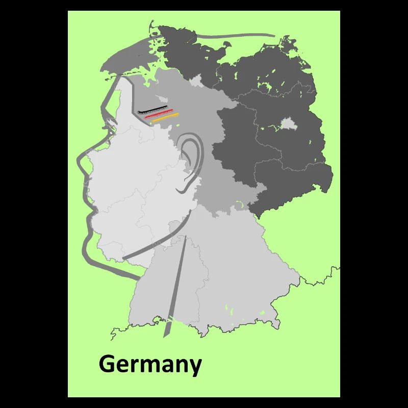 Map of Germany with gradient and flags