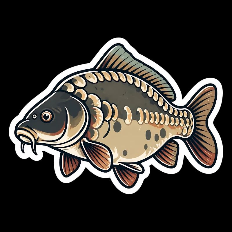 Dessin animé de carpe miroir – Mignonne conception de pêche à la carpe