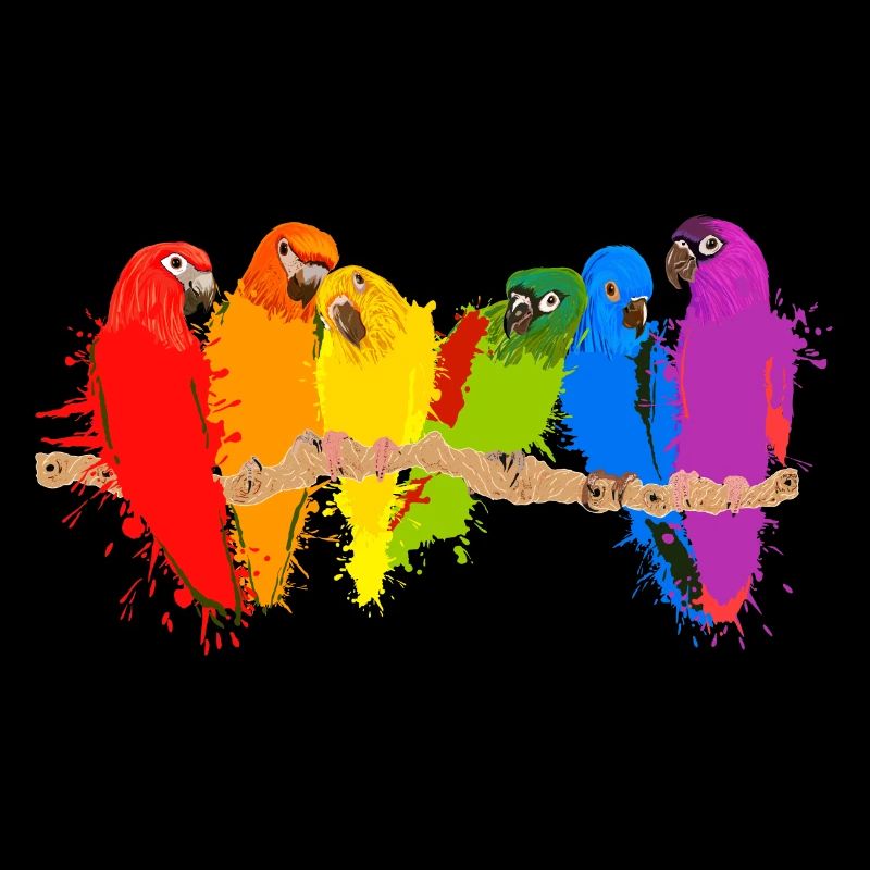 Bunte Papageien-Schar