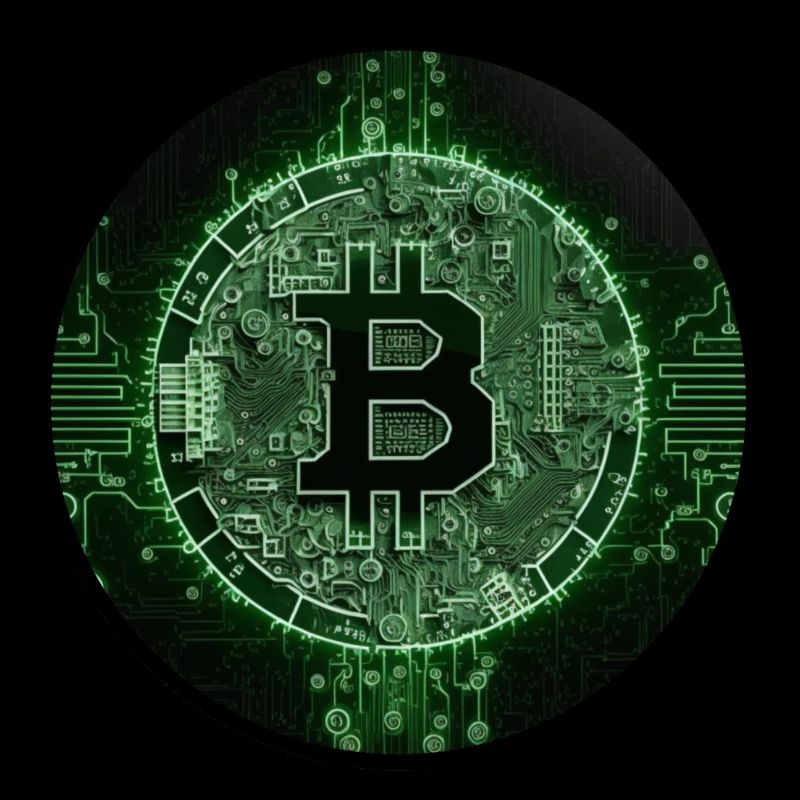 Pièce Bitcoin verte