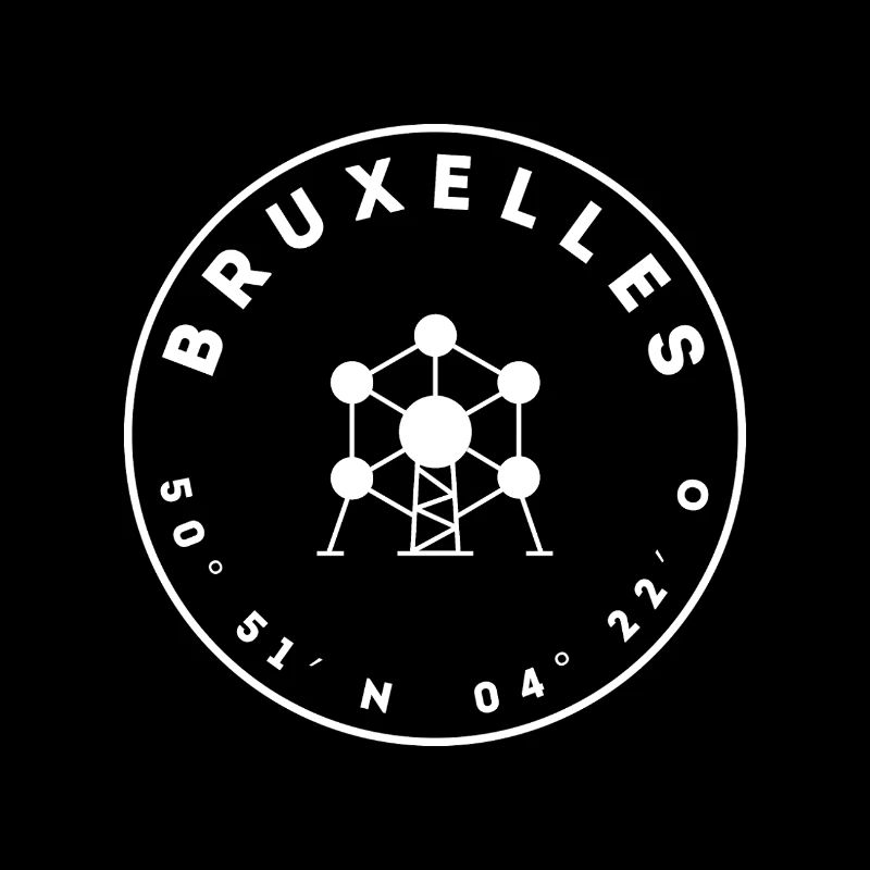 Brussels with Atomium and coordinates