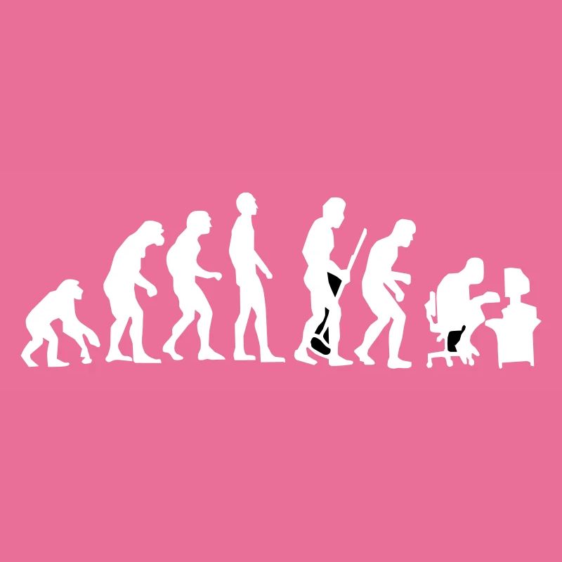 Evolution monkey to human crooked back Pc nerd