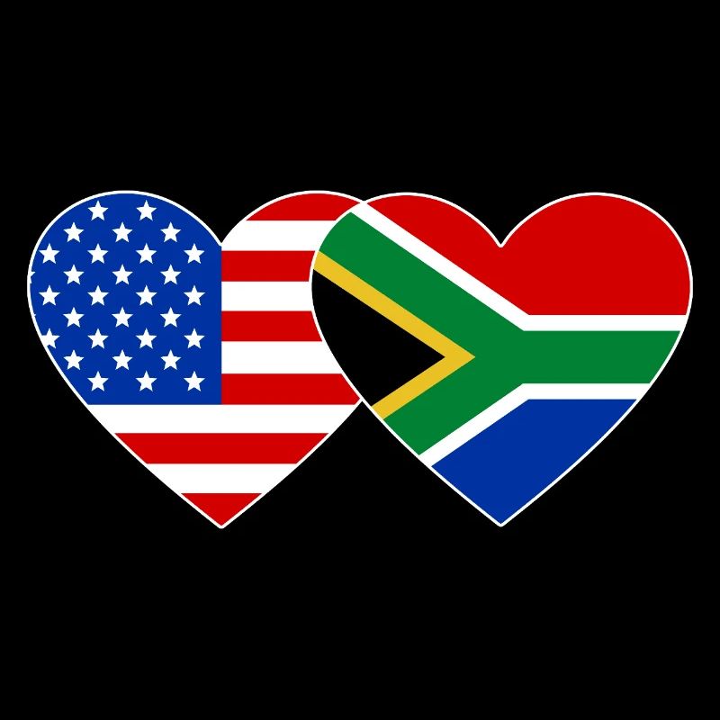 États-Unis, Afrique du Sud, drapeau, forme de coeur