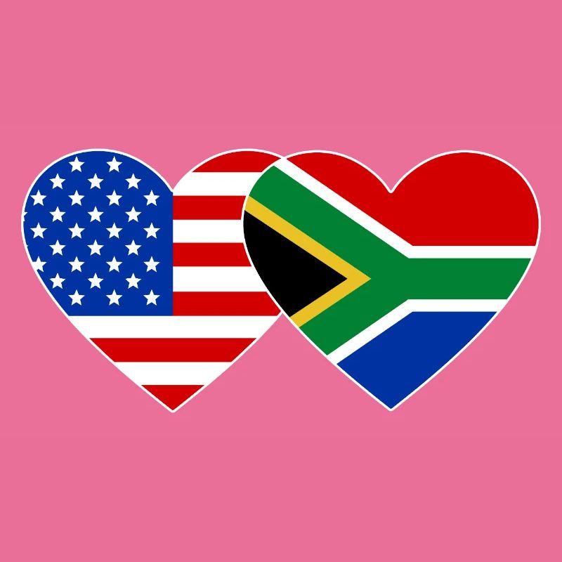 États-Unis, Afrique du Sud, drapeau, forme de coeur