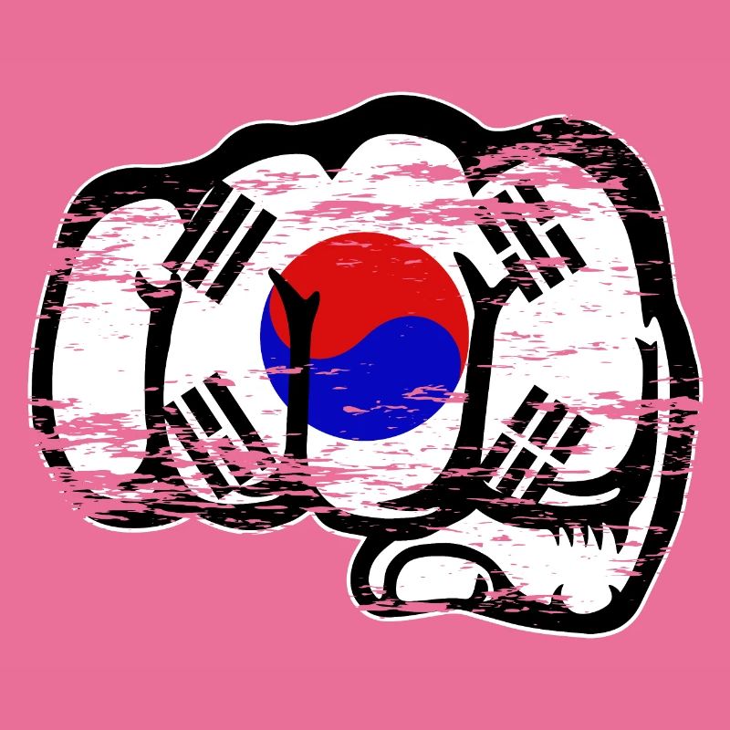 Drapeau de la Corée du Sud Main Poing Utilisé