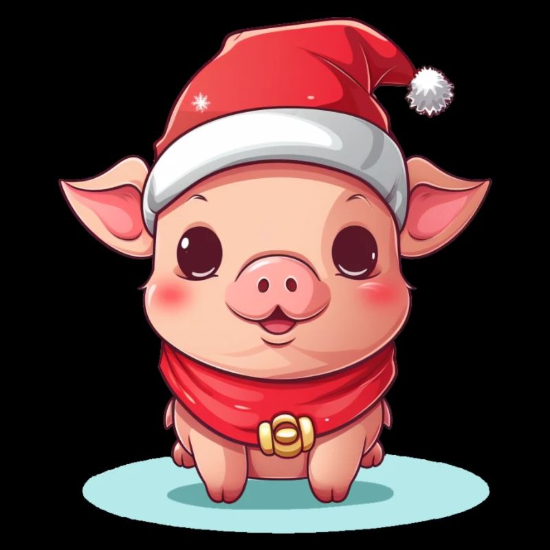 cochon mignon dans la poche avec un chapeau de Noël