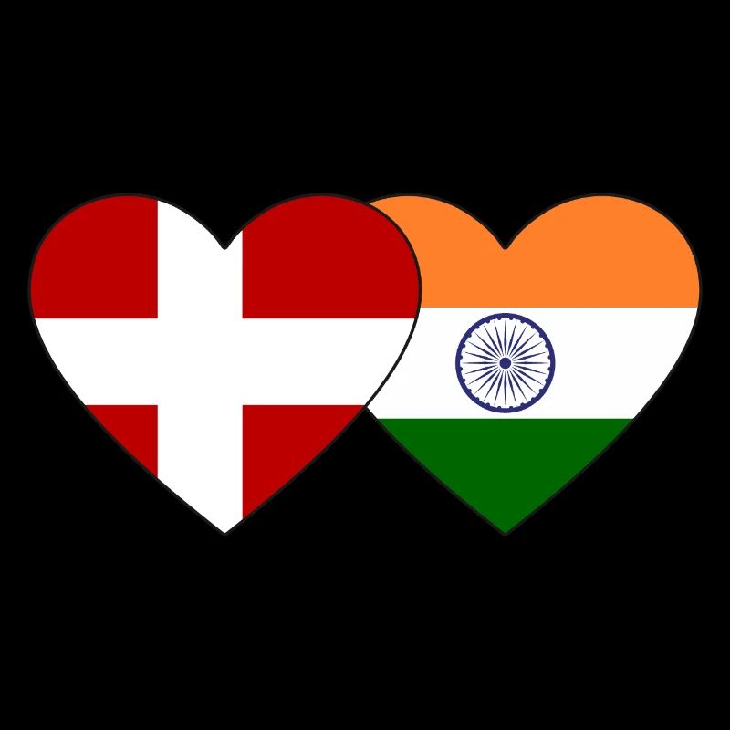 Denmark India Flag Heart