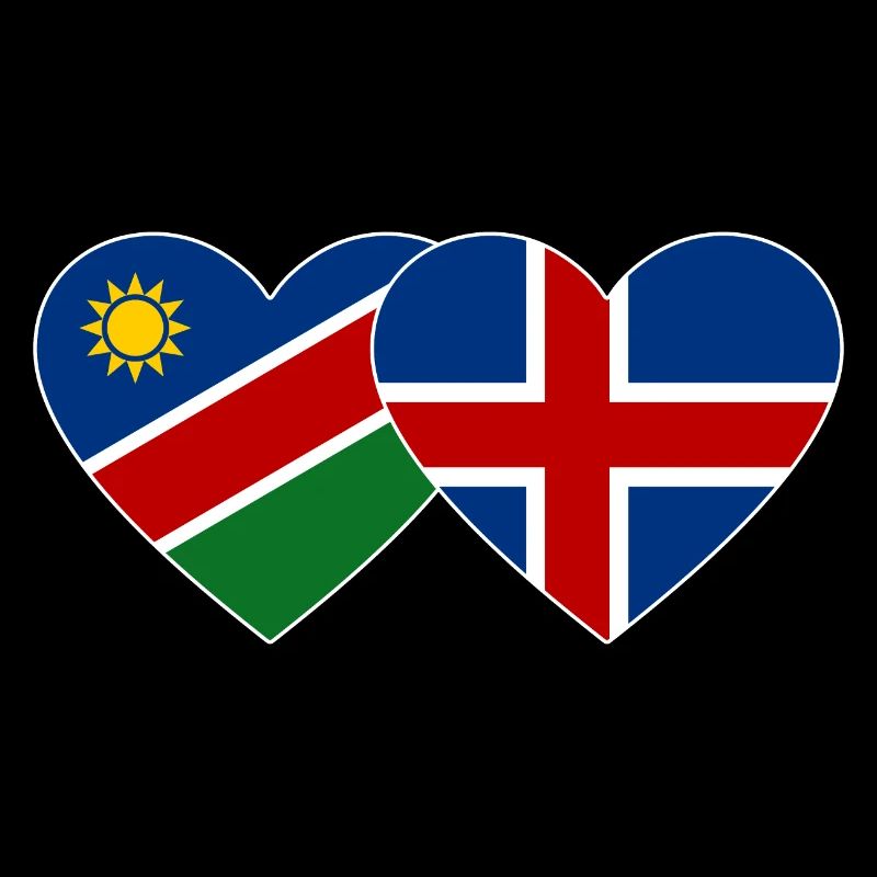 Namibia Iceland Flag Heart