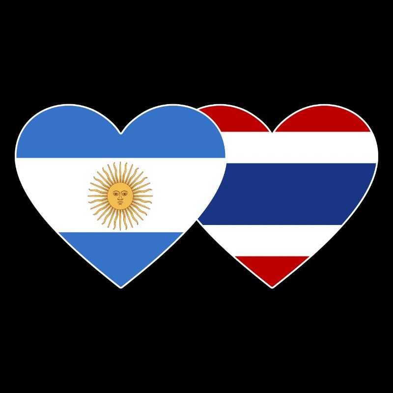 Argentine Thaïlande Drapeau Coeur
