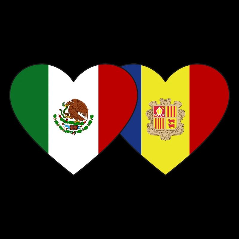 Mexiko Andorra Flagge Herz