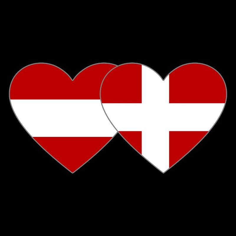 Autriche Danemark Drapeau Coeur