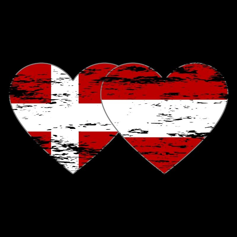 Danemark Autriche drapeau coeur utilisé