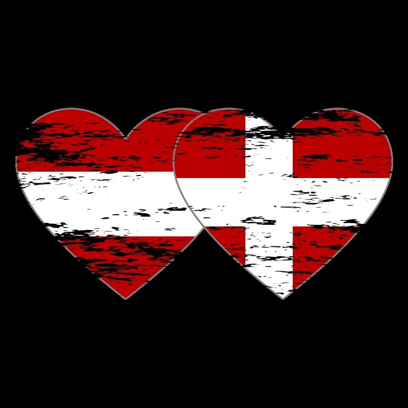 Autriche Danemark drapeau coeur utilisé