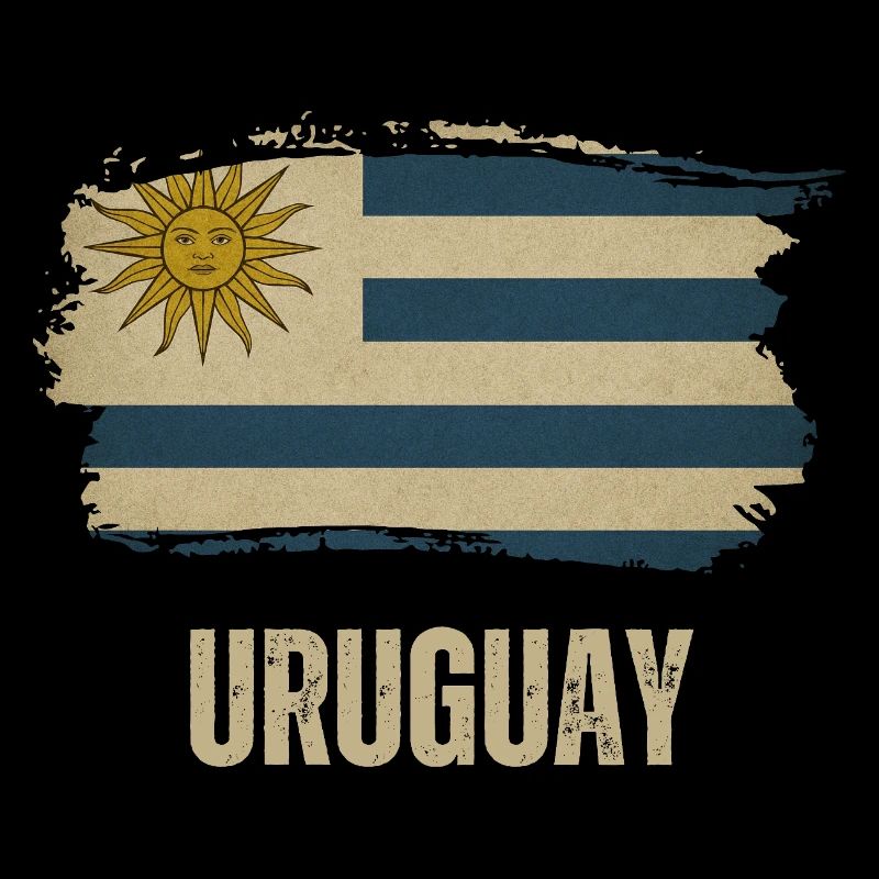 Drapeau grunge de l’Uruguay, j’adore l’Uruguay