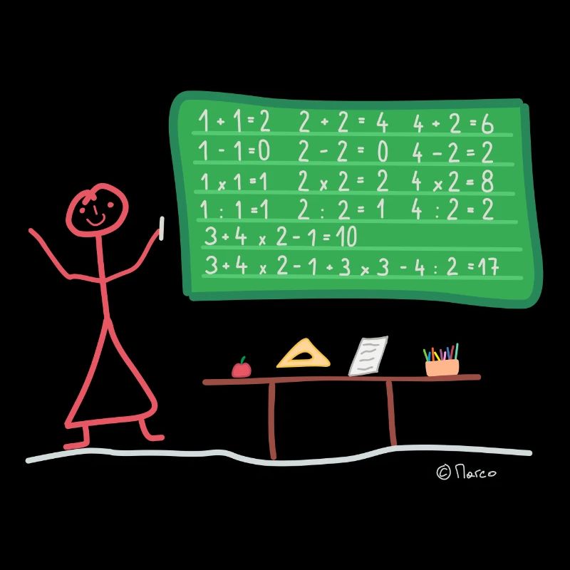 Stickman enseignant étudiant calcul maths