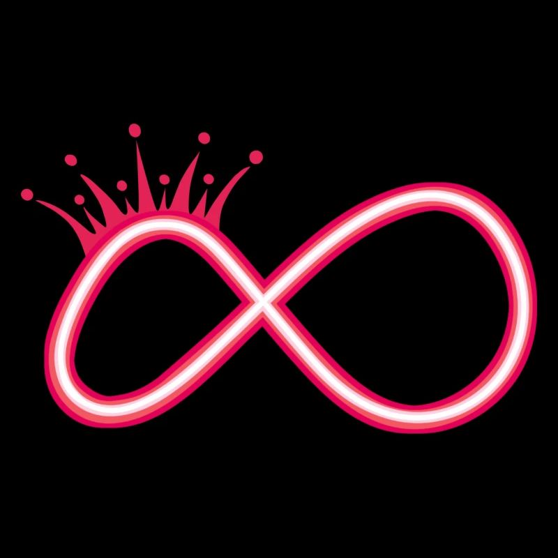 Unendlichkeit Symbol Neon rot mit Krone