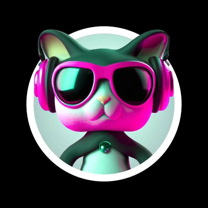 Katze Brille Turntable DJ Disco Club Kopfhörer