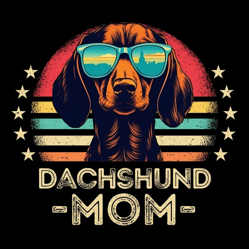 Dackel mit sonnenbrille retro
