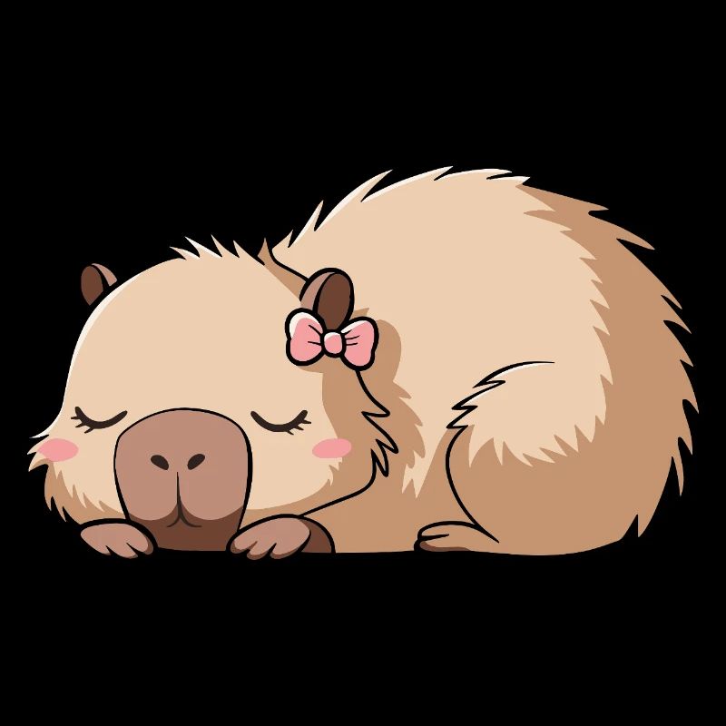 Mignon Capybara Nœud Rose Capybara