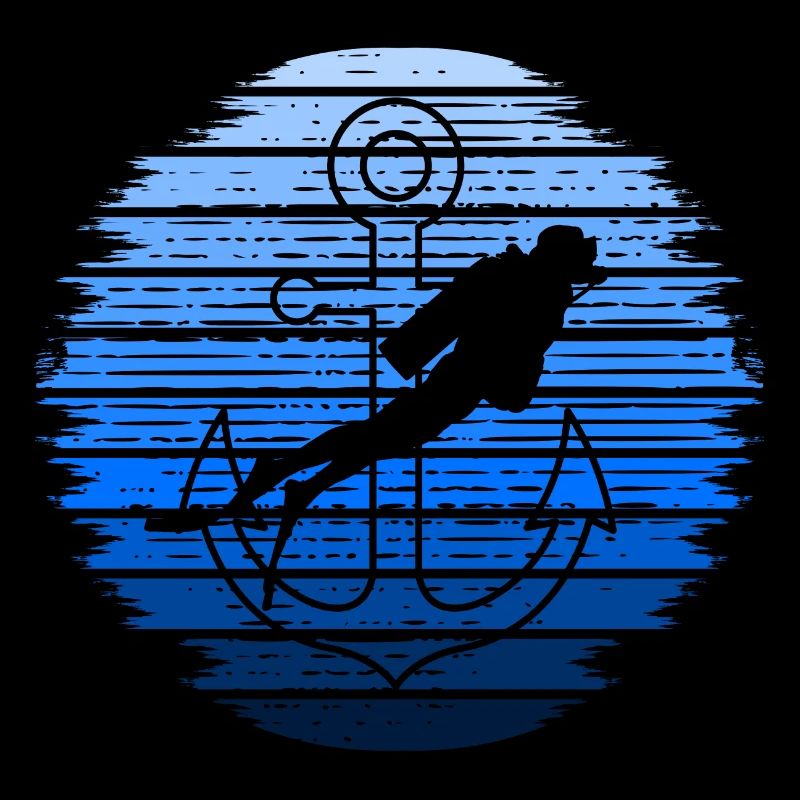 Divers Diving Anchor Scuba Diving Frog Man