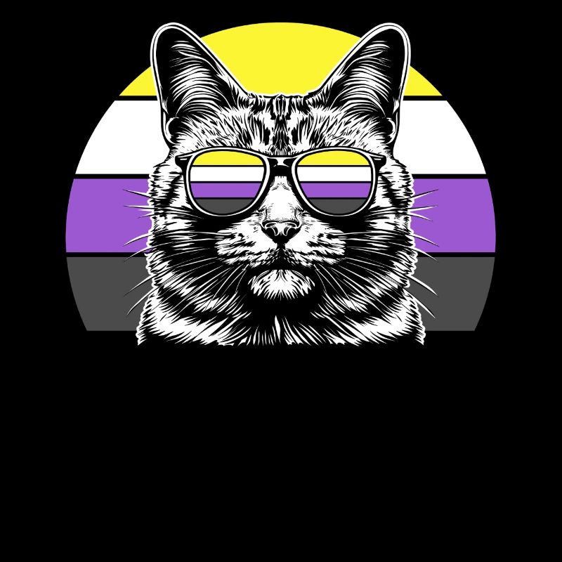 Nonbinary Pride Katze Sonnenbrille Retro