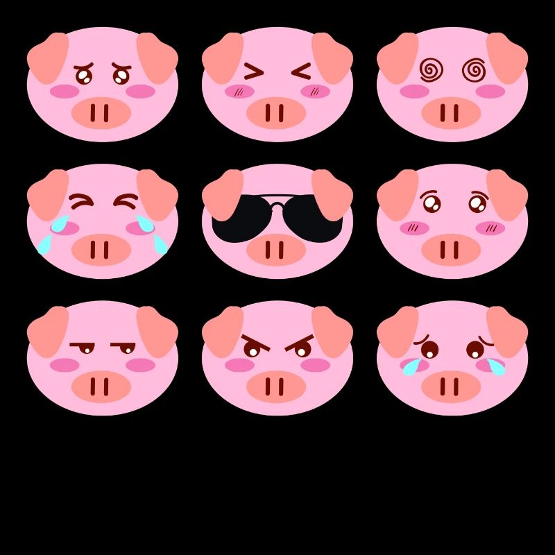 Cool Cochon Rose Humeur Différente Visages De
