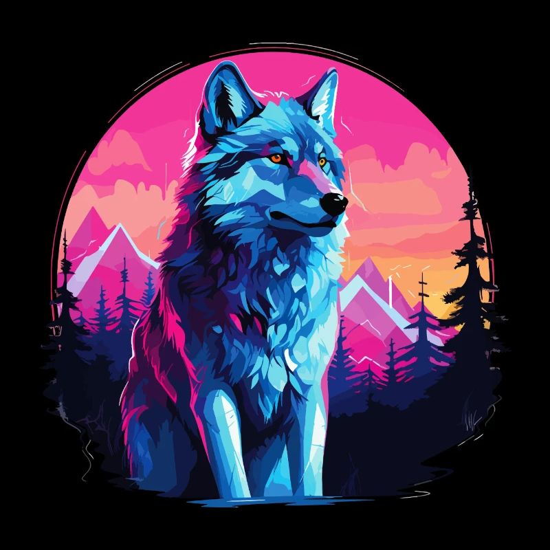 Wolf Wolf Head Wolves Wolf Pack Nature Neon Colorful
