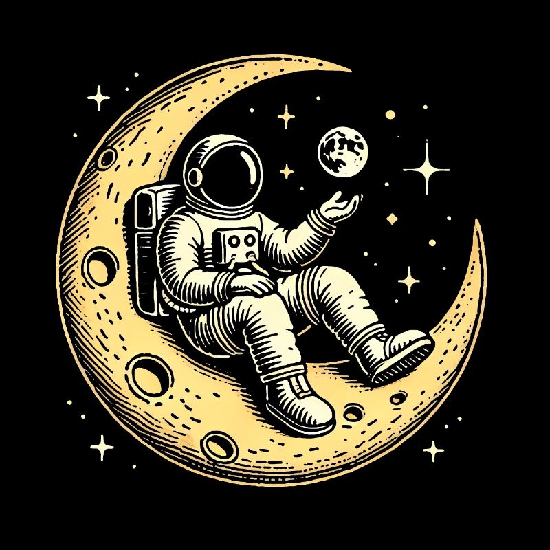 Chill Astronaut on Crescent Moon