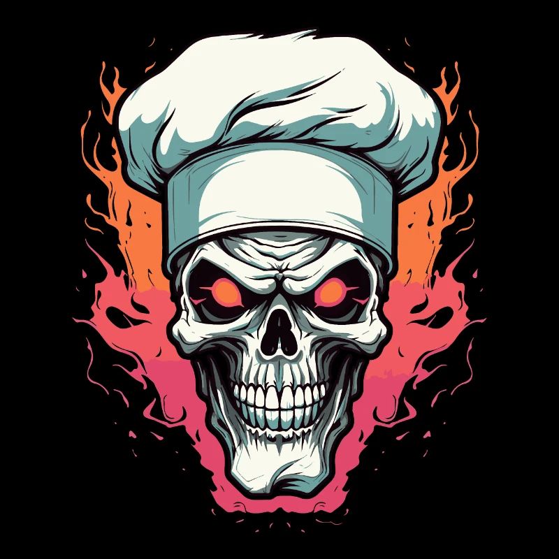 Crâne avec toque de chef