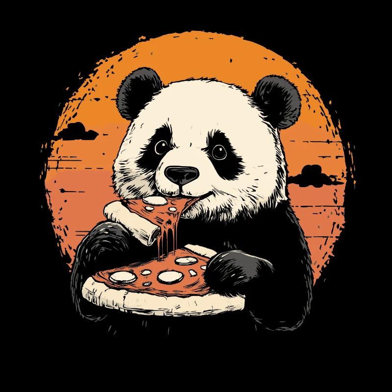 Panda mange de la pizza