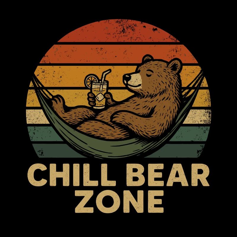 Chill Bear Zone – Hammock Bear with Drink
