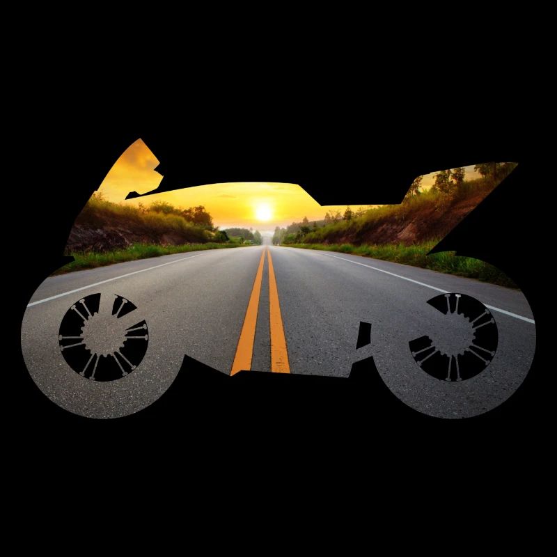 Motorcycle, street with romantic sunset