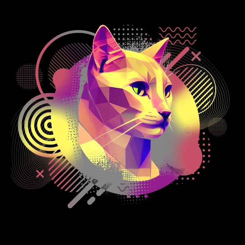 Techno Cat - psychedelic colors