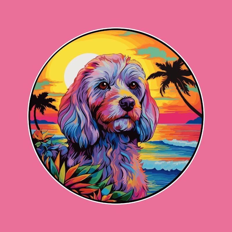 Cockapoo Hunderasse Buntes Karikatur Aquarell
