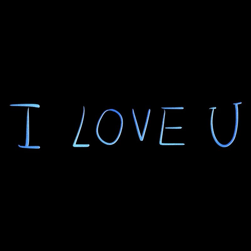 I love you text blue glitter