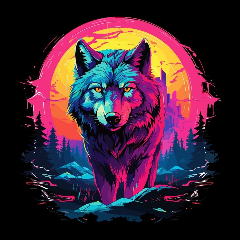 Wolf Wolf Head Wolves Wolf Pack Nature Neon Colorful