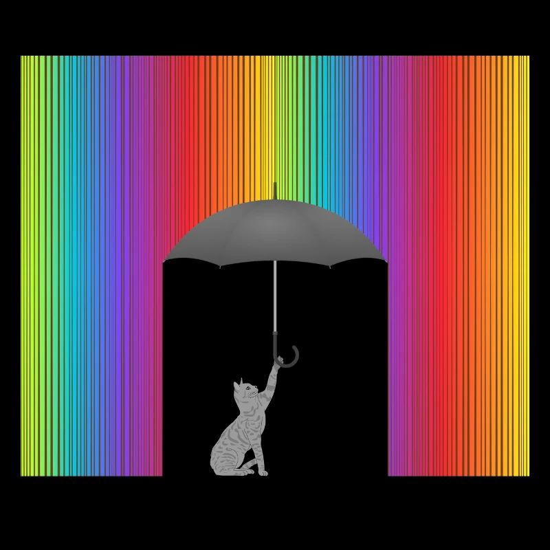 Chat Dans la pluie colorée Idée de cadeau