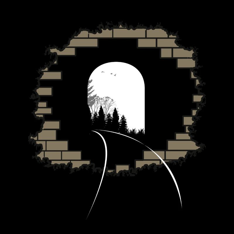 Wall breakthrough tunnel train rails gift