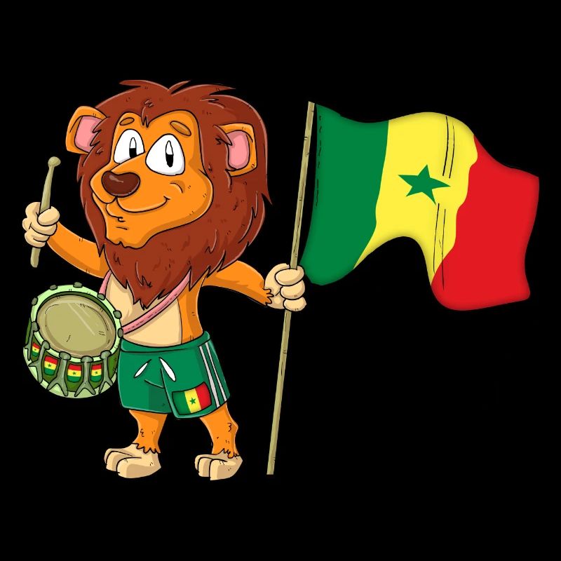 Lion avec le drapeau du Sénégal