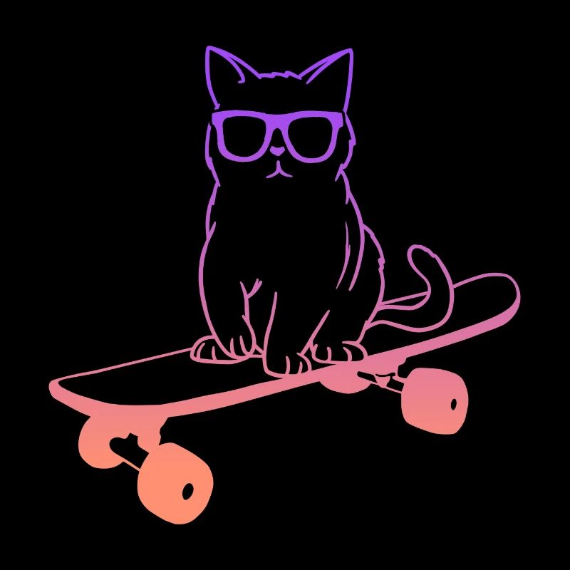 Skateboarding Cat on Skateboard