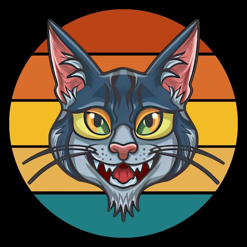 Design de chat rétro - chat fou
