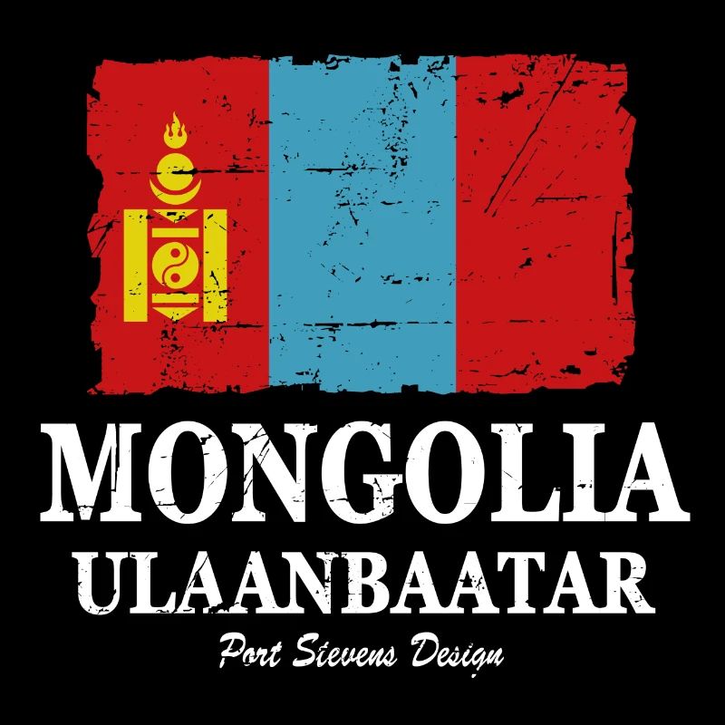 Drapeau de Mongolia - Drapeau de la Mongolie - Shabby look