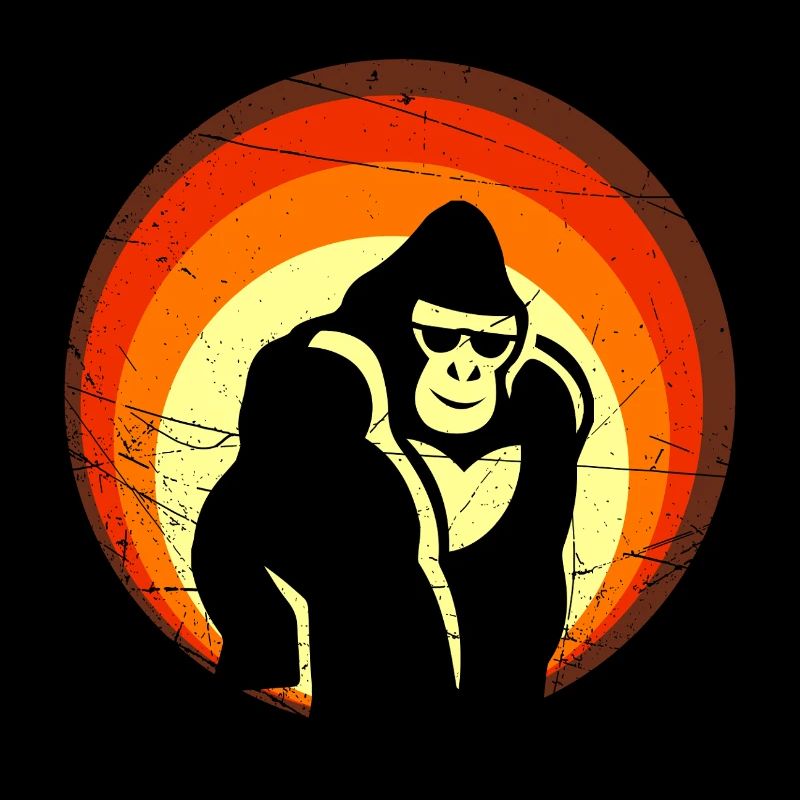 Retro Sunset Gorilla Design