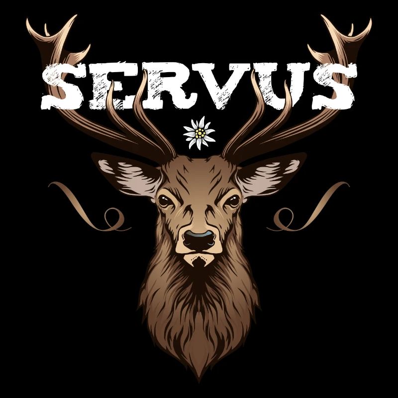 Servus Hirsch Geweih Bayern Spruch lustig Hallo