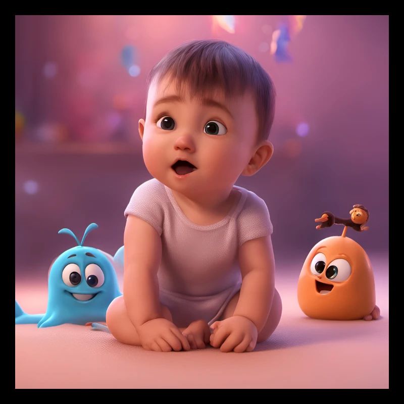 bébé mignon avec des créatures
