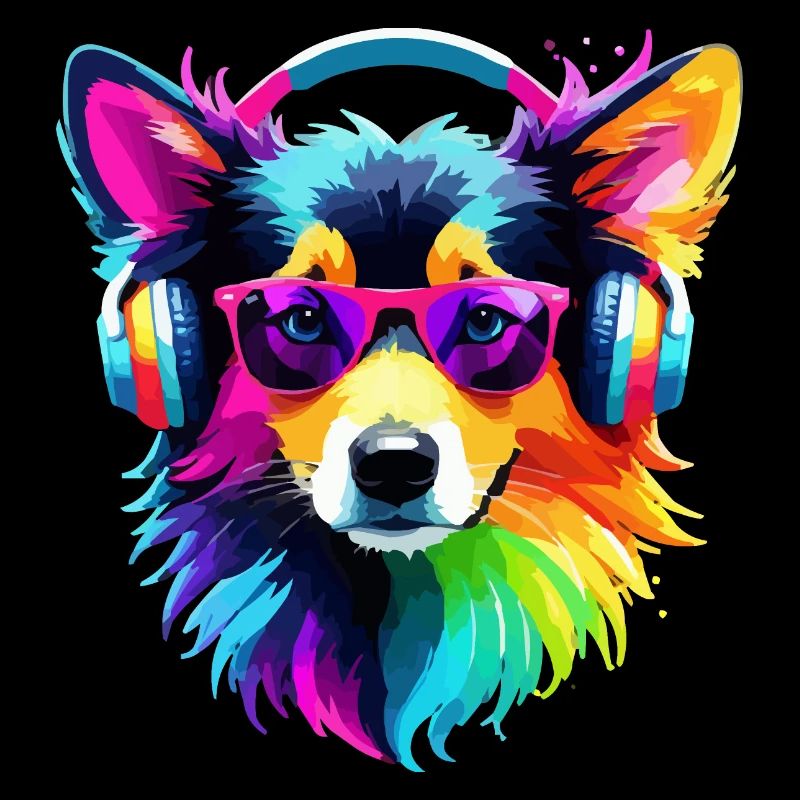 Collie Regenbogen Hund bunt cool süß